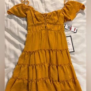 Women's Mustard Ruffle Top